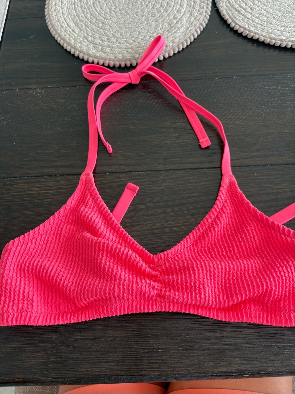 NWT Neon Pink Halter Bikini Top